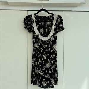 For Love & Lemons Floral Black & White Lace Mini Dress XS